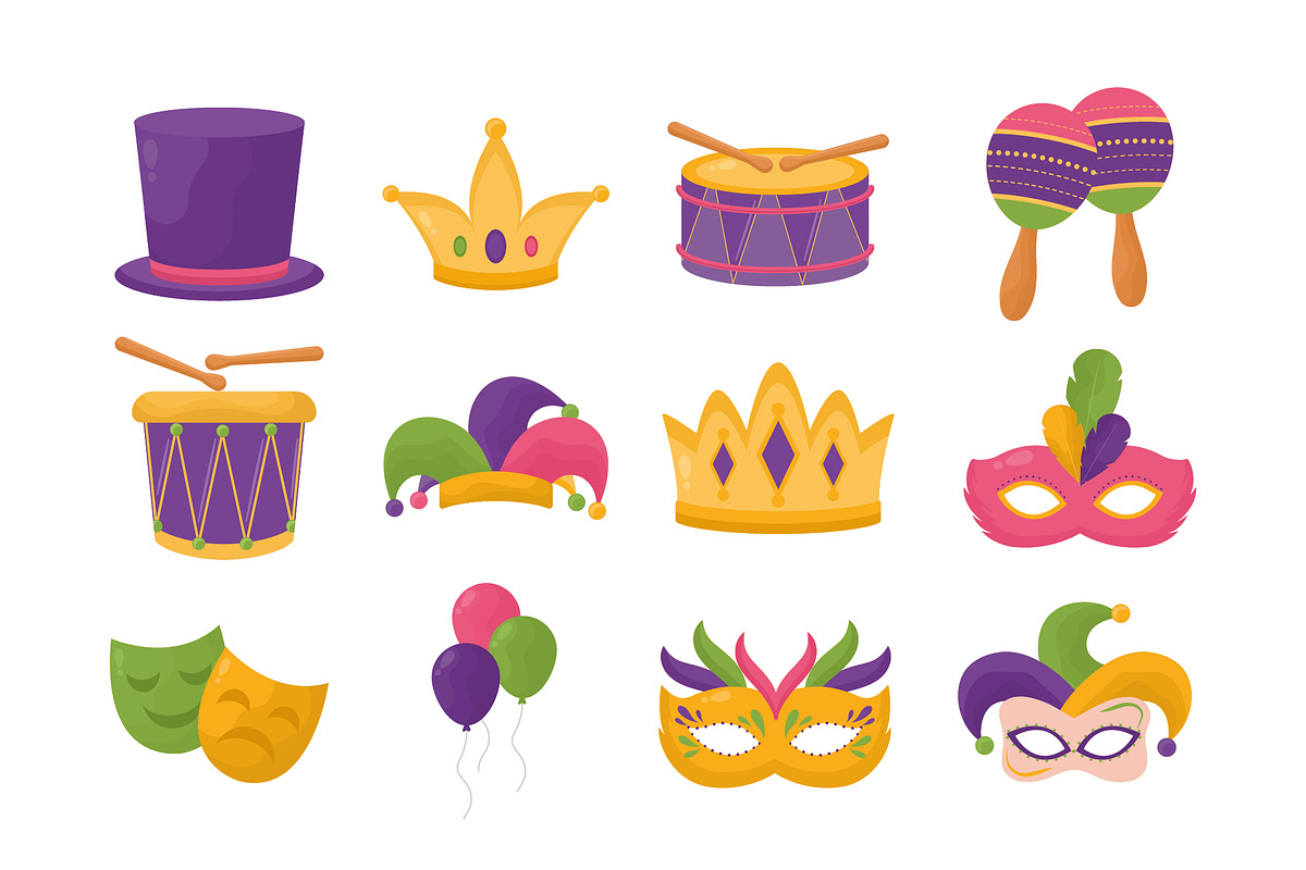 Mardi Gras Elements Set