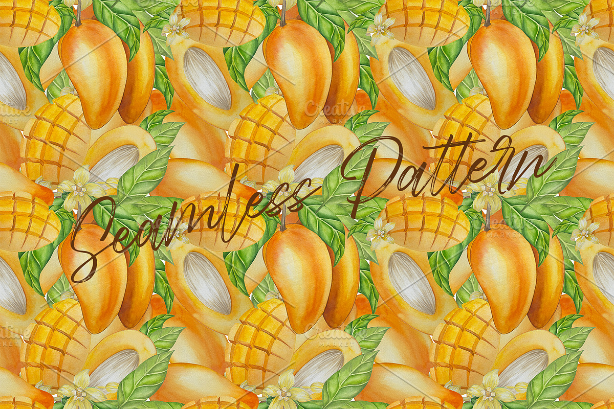 Botanical Style Mango Illustration, a Food Illustration by Milla_Zelenyuk_art (Photo 4 of 5)