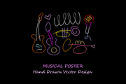 Neon Line Art Musical Poster Design, an Object Graphic by danjazzia (Thumbnail 1 of 3)