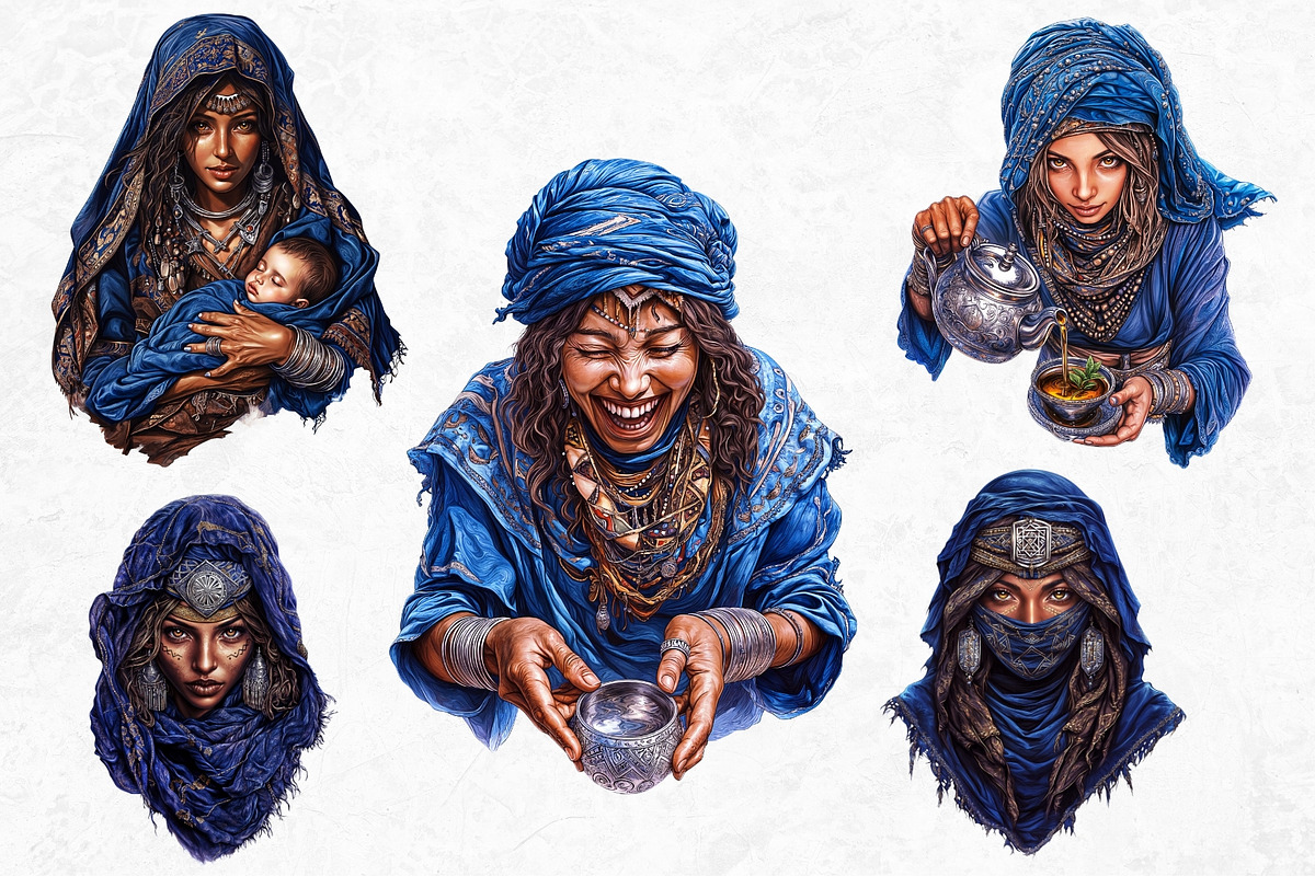 Berber Tuareg Woman clipart Set, a Person Illustration by ThatsDesignArt (Photo 5 of 10)