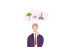 Businessman Trying to Make Decision, an Illustration by TopVectors
