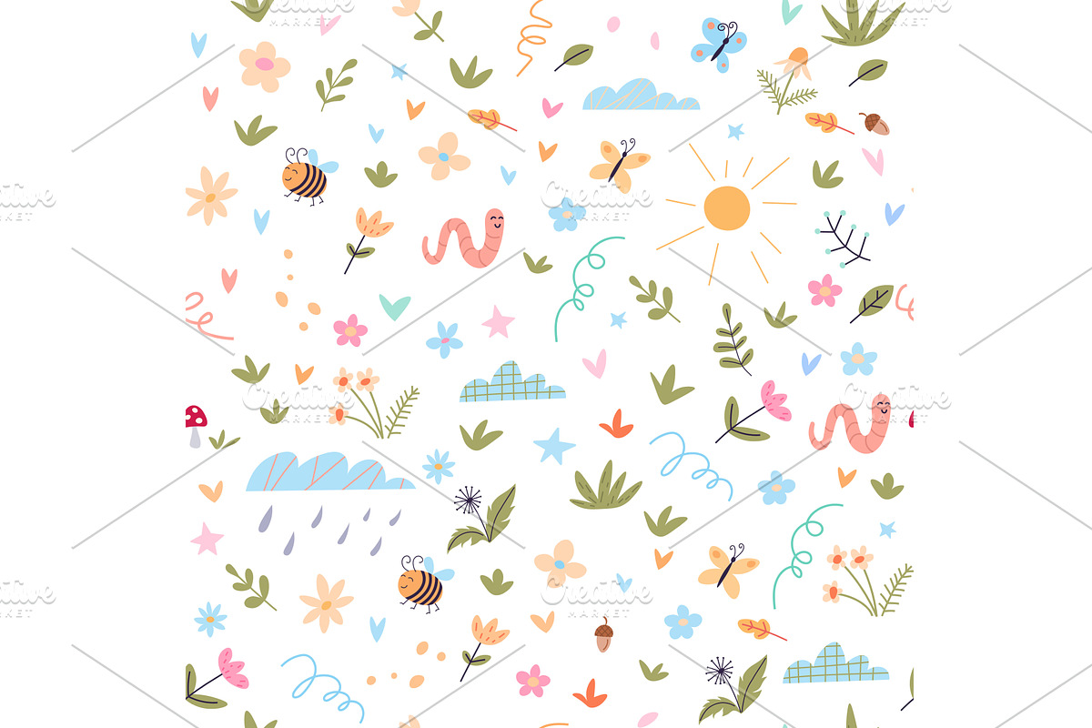 Whimsical Nature Pattern with, an Illustration by robuart