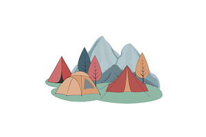 Camping isolated illustration. Group, an Illustration by Toltemara