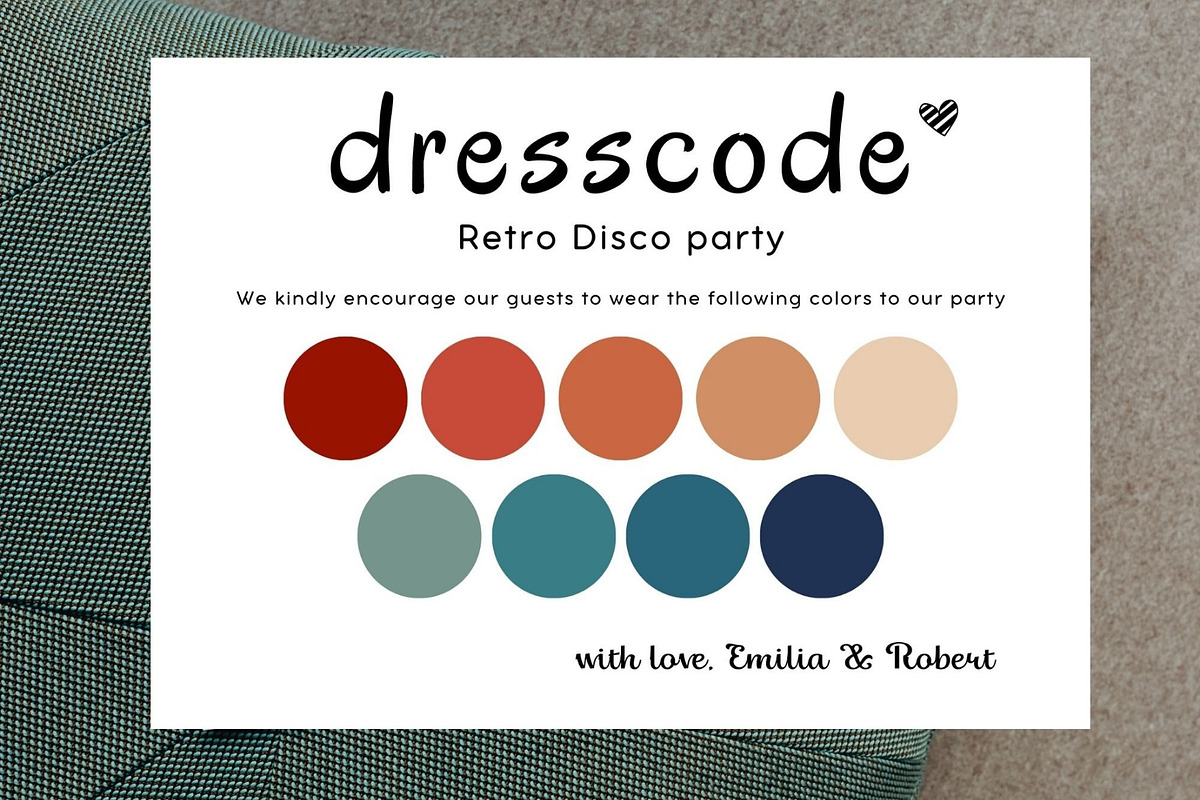 Disco Retro party dresscode card, a Card Template by EvaTemplates (Photo 4 of 5)
