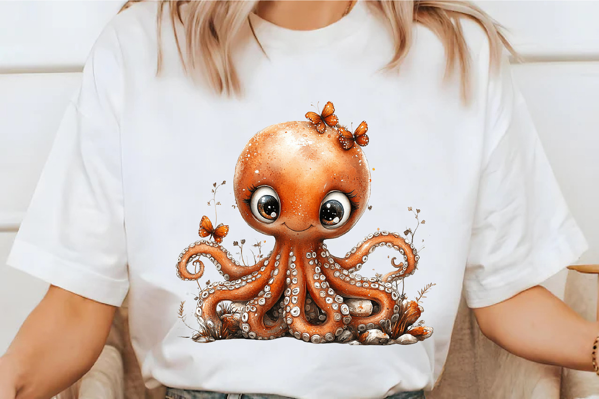 Whimsical Summer Octopus Clipart, an Illustration by designcity5 (Photo 3 of 5)