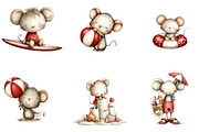 Watercolor Beach Mouse Clipart, a Seasonal Illustration by Designking (Thumbnail 3 of 5)