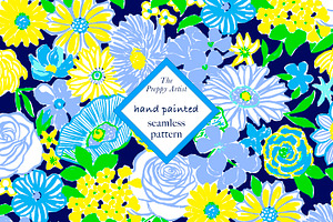 Preppy Blue And Yellow Floral Print