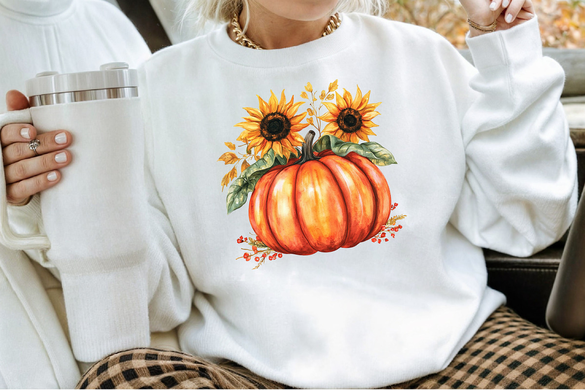 Watercolor Floral Pumpkin Clipart Se, an Illustration by Sublimation Artist (Photo 4 of 6)