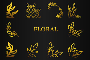 Golden Floral Corner V1, an Object Graphic by sekitarief