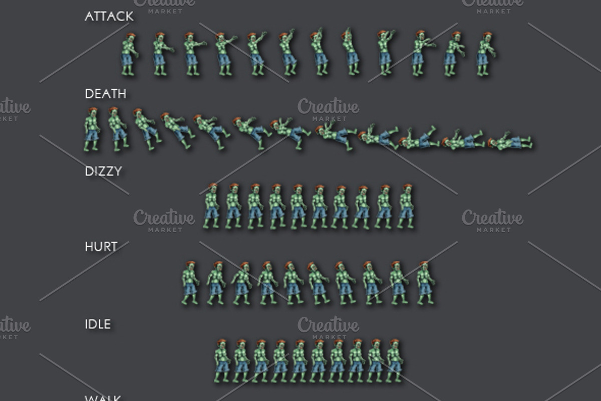 Character Spritesheet: Zombie, an Object Graphic by LudicArts (Photo 2 of 2)