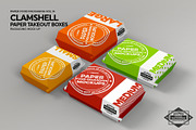 Paper Clamshell Takeout Boxes Mockup, a Packaging Mockup by INCDesign (Thumbnail 8 of 9)