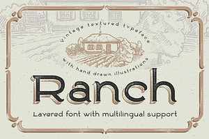 Ranch vintage font & illustrations, a Serif Font by Gleb Guralnyk