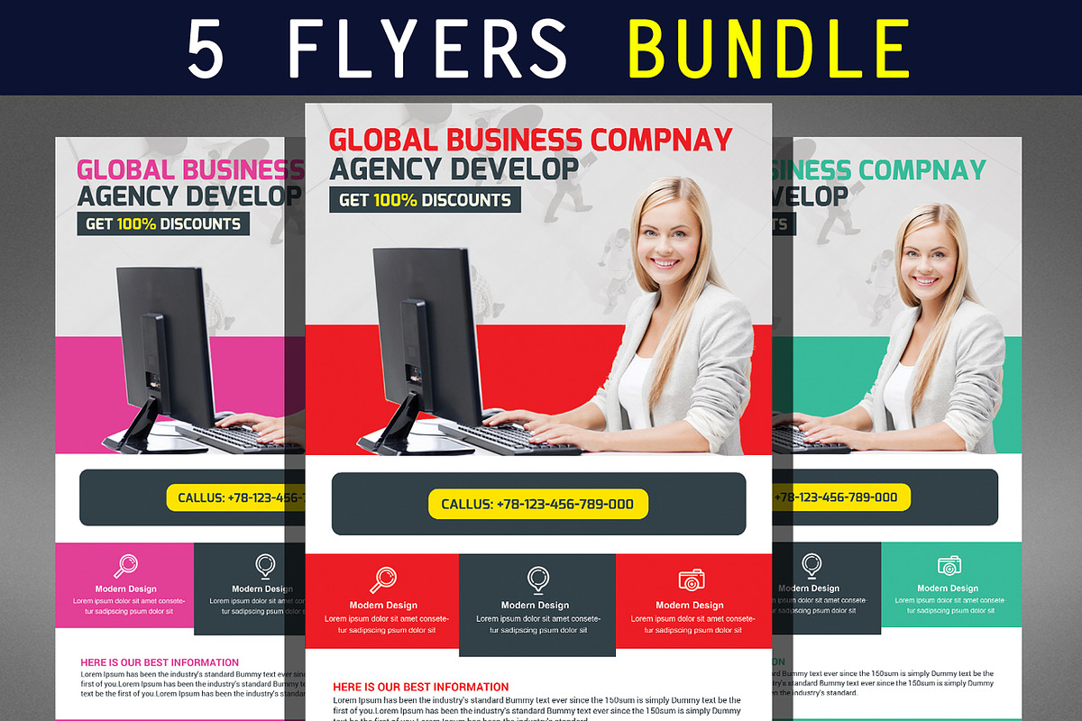 Smart Business Flyers Bundle, a Flyer Template by Graphic Templates (Photo 1 of 6)