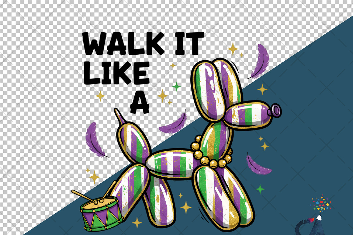 Walk it Like a Dog Mardi Gras PNG, an Illustration by Creative Art (Photo 6 of 6)