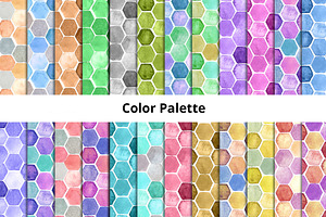 Hexagon Watercolor Seamless Patterns