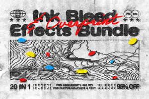 20-in-1 Ink Bleed & Overprint Bundle, a Layer Style Add-On by pixelbuddha.net