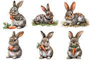 Watercolor Rabbits Clipart, an Illustration by Craft Nest (Thumbnail 5 of 9)