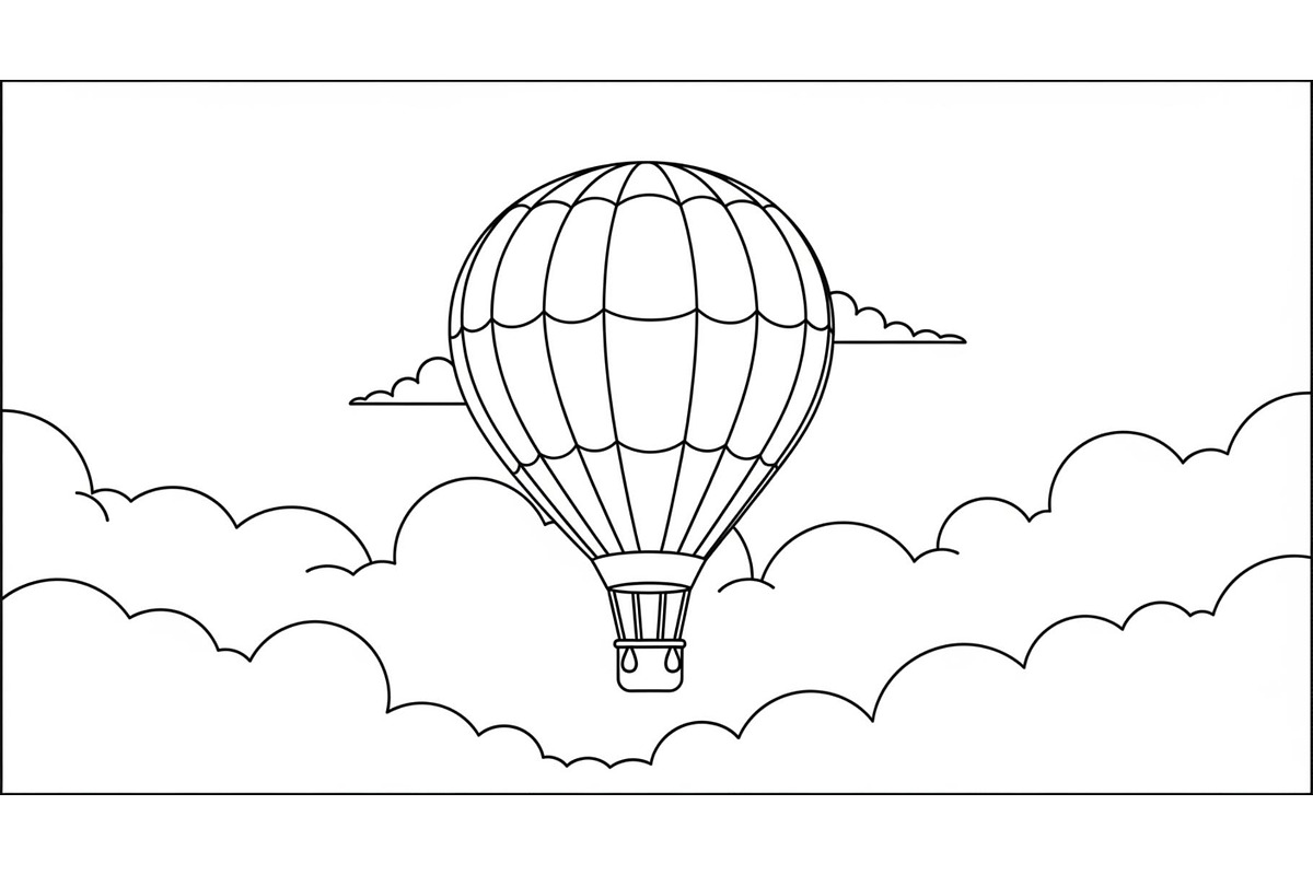Hot Air Balloon Cloud Line Art bundl, an Illustration by Designer_Momina (Photo 3 of 51)