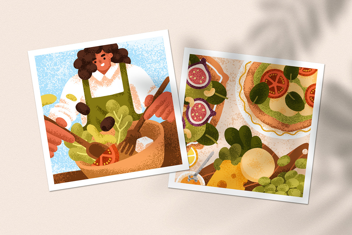 Mediterranean food cards set, a Food Illustration by Good Studio (Photo 8 of 9)