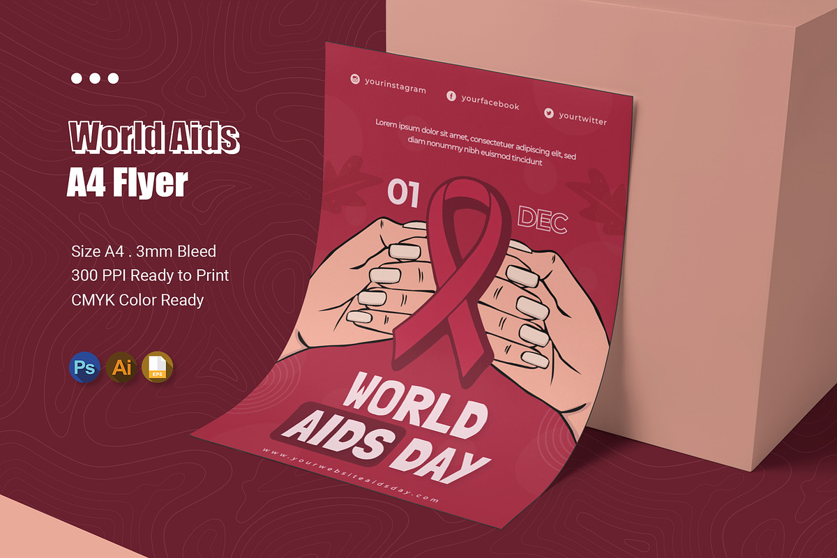 World Aids Day Flyer, a Flyer Template by Esensifiksi.studio (Photo 1 of 2)