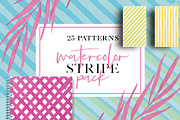 Watercolor Stripe Pack, a Pattern Graphic by Qamber Designs & Media (Thumbnail 1 of 4)