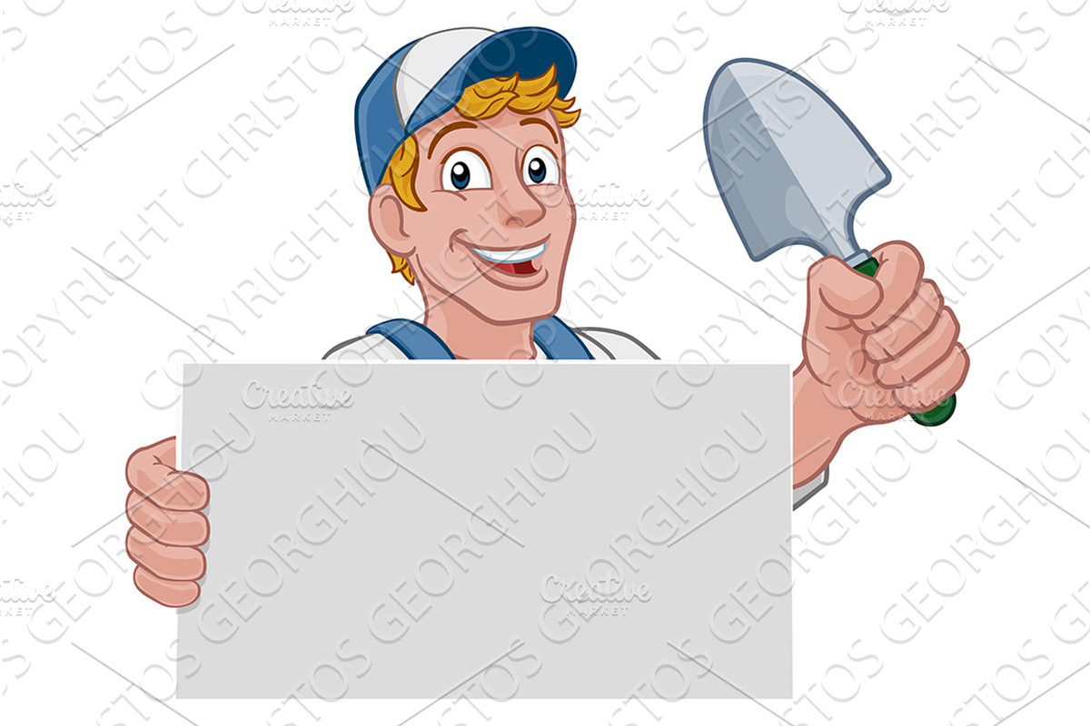 Gardener Cartoon Garden Tool Man, an Illustration by Christos Georghiou
