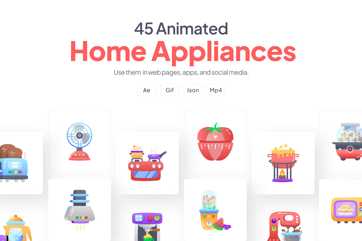 Animated Home Appliances Icons, a Duotone Icon by Prosymbols (Photo 1 of 3)