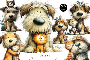 Quirky Dog and Cat Friendship, an Animal Illustration by Design Scotch