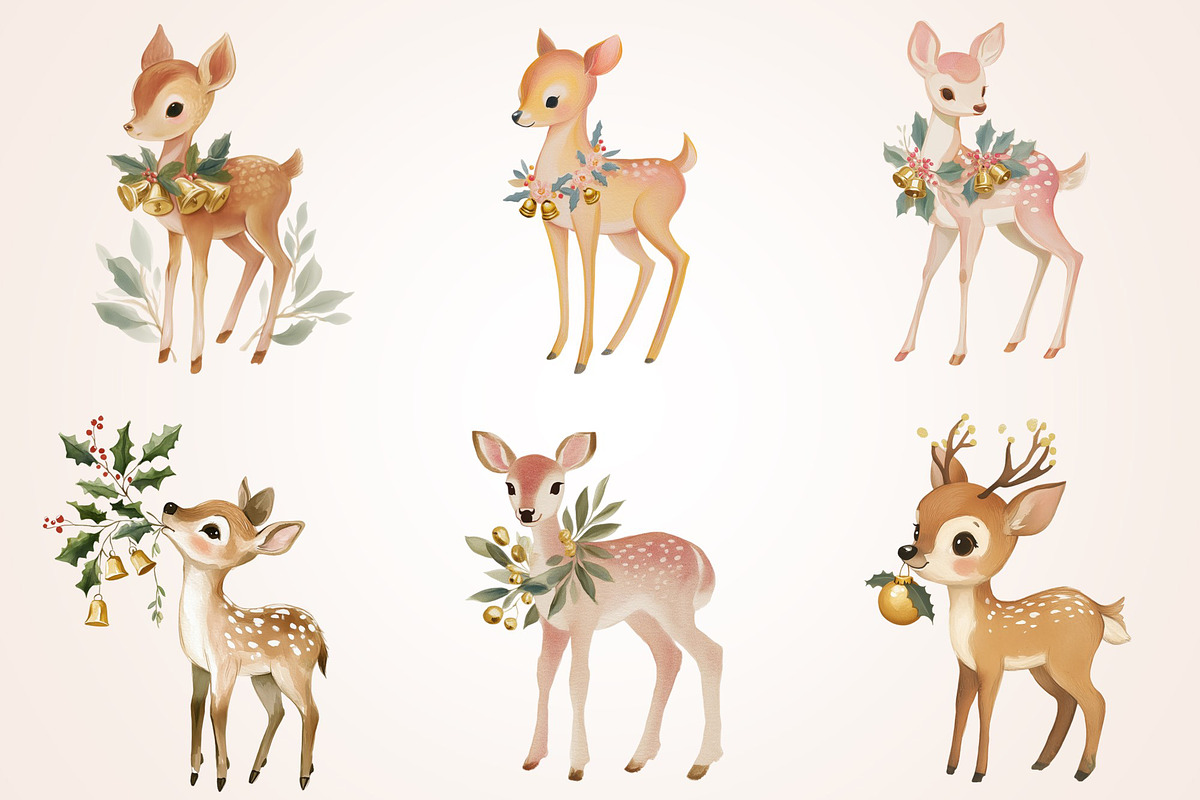 Woodland Deer Clipart, a Seasonal Illustration by Housui Patterns (Photo 6 of 13)