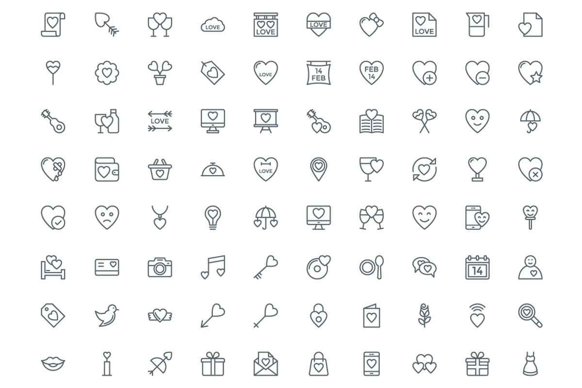 450 Love and Wedding Line Icons, an Outline Icon by Vectors Market (Photo 6 of 6)