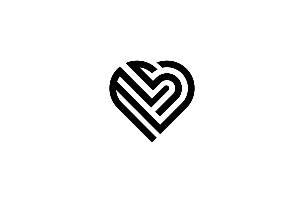 MS or SM Logo With Heart Shape, a Branding & Logo Template by FransiskaDesign