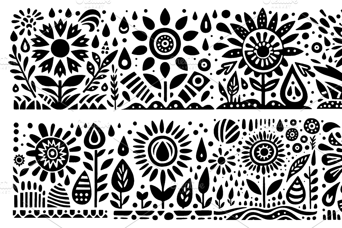 Vintage Flowers Folk Art, a Decorative Illustration by devastd (Photo 22 of 28)