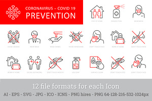 Coronavirus Prevention Icon Set