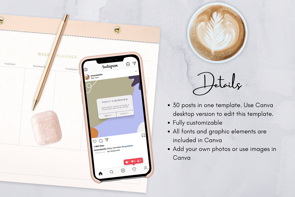 Instagram Template - Iris Yoga, a Social Media Template by Tegefeldt Design (Photo 4 of 6)
