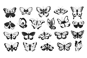 Abstract Butterflies Black