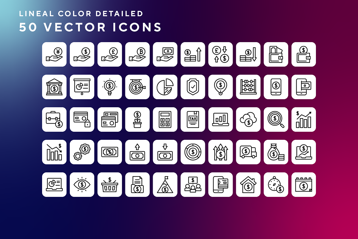 Finances icons, an Outline Icon by Wencory (Photo 1 of 2)