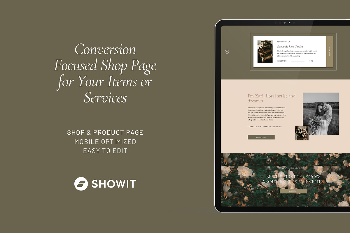 Showit Shop Add-On Template | Zuri preview 2