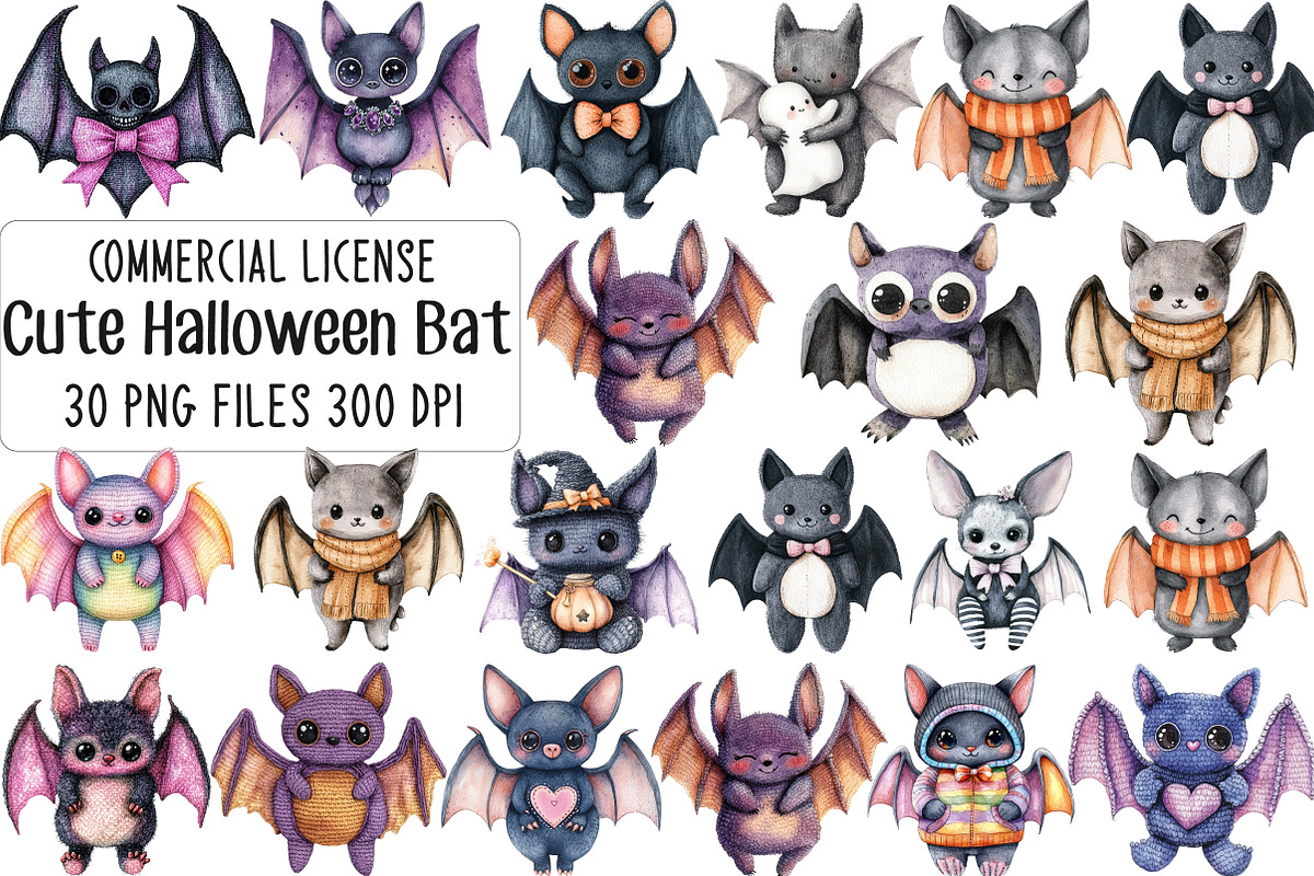 Cute Halloween Bat Crochet Patterns, an Illustration by CraftArtStudio (Photo 1 of 6)