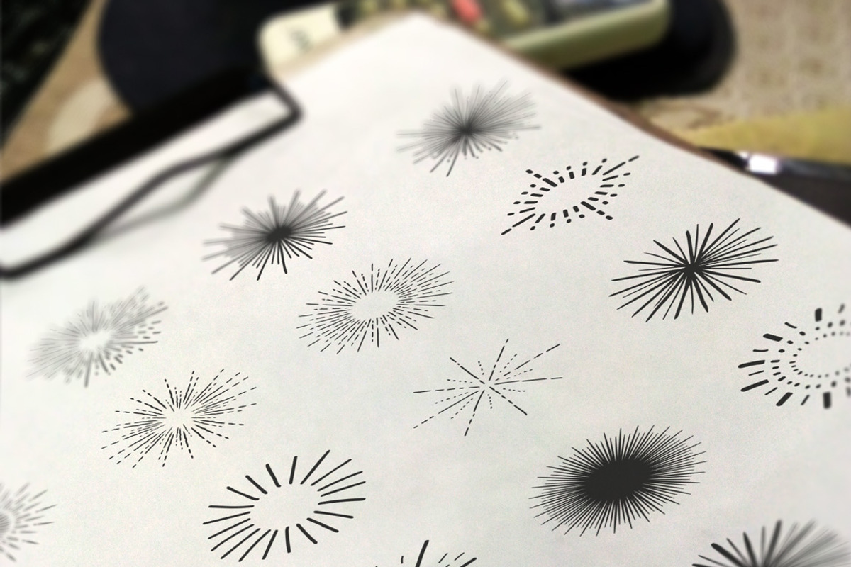36 Hand Drawn Sunbursts & Stars, an Illustration by Graphicsfuel (Photo 5 of 5)