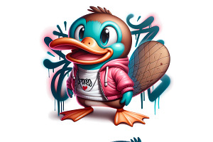 Streetwear Graffiti Platypus PNG Set