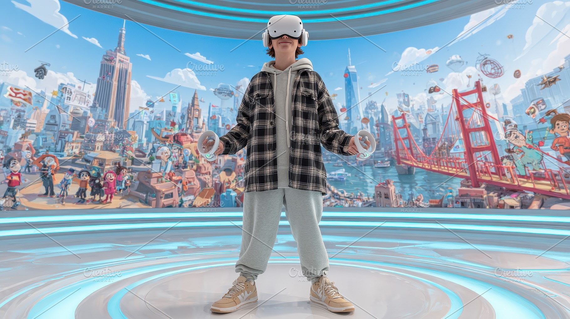 Teenager immersed in virtual reality, a Photo by Pixeness Studio