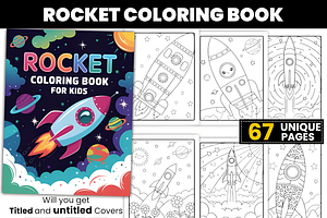 Rocket Coloring Pages for Kids, a Decorative Illustration by Ink Gallery