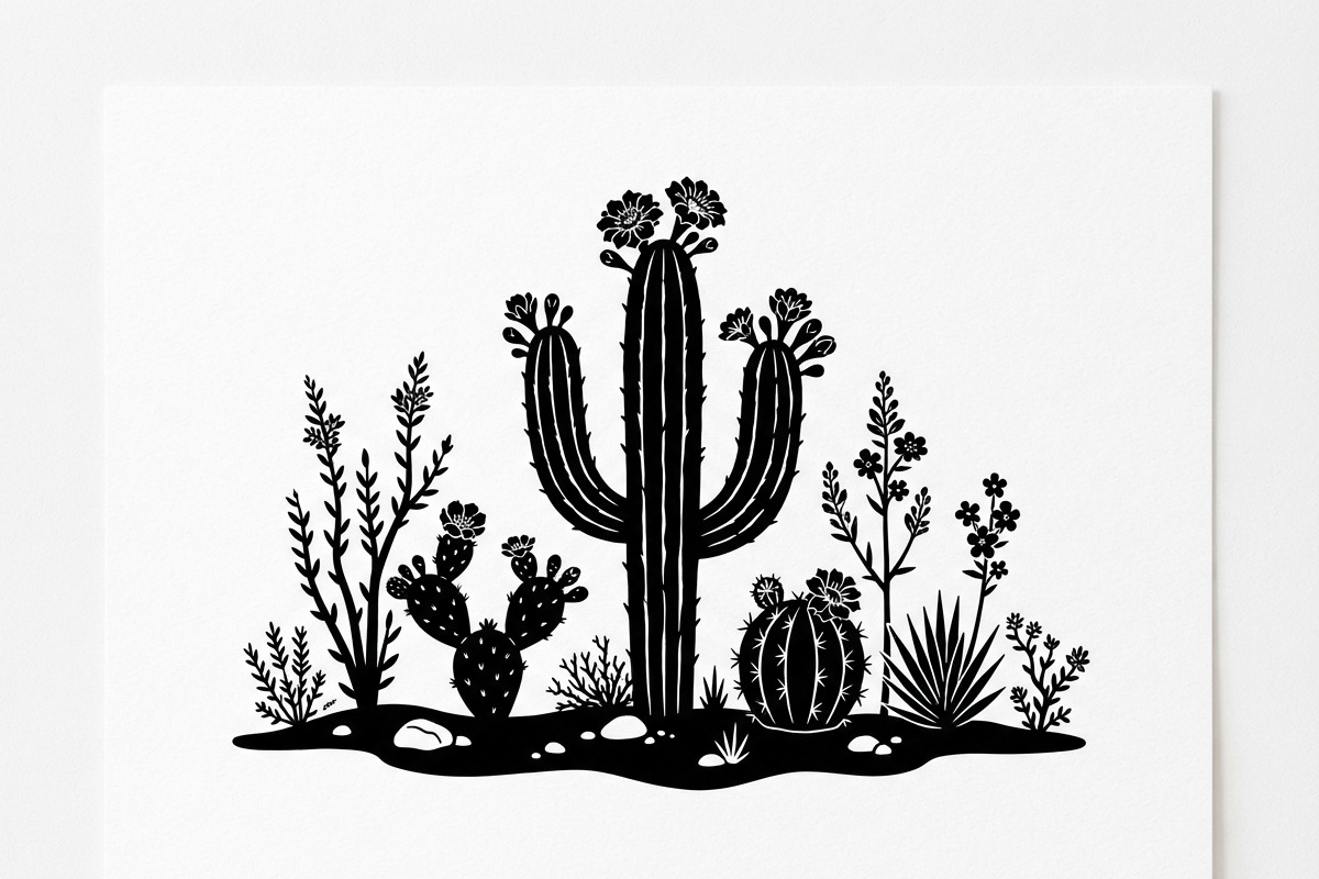 60 Desert Cactus Floral Silhouette, a Seasonal Illustration by Amazin_art (Photo 20 of 21)
