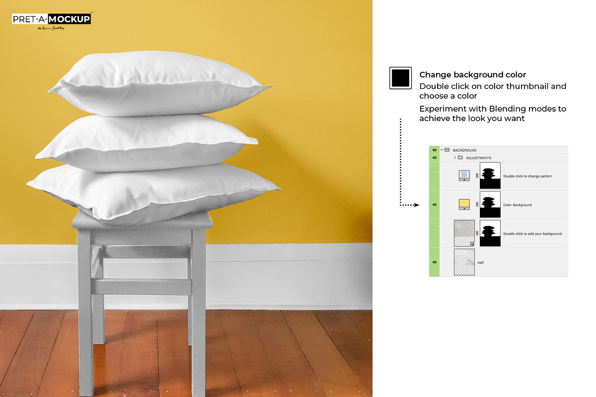 Cushions and Wall Mockup, a Household Mockup by Pret-a-Mockup (Photo 4 of 9)