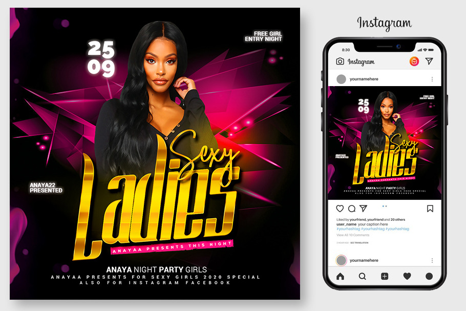 4 Sexy Ladies Flyers Bundle Template | Flyer Templates ~ Creative Market