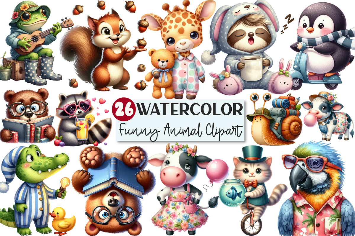 Whimsical Funny Animal Clipart, an Animal Illustration by Rose Art (Photo 1 of 7)