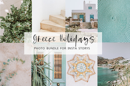 Greece holidays photo bundle stock
