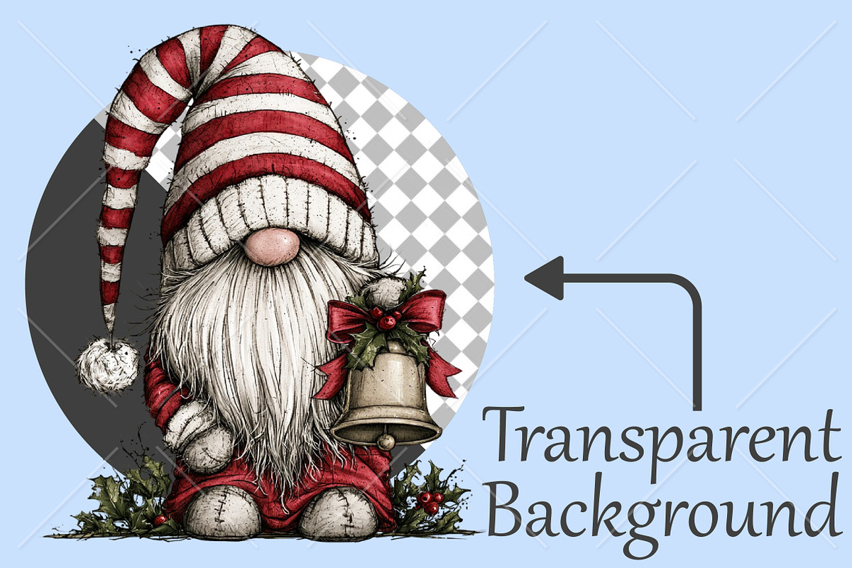 Whimsical Christmas Gnome Clipart, a Seasonal Illustration by Canvas Craft (Photo 2 of 10)