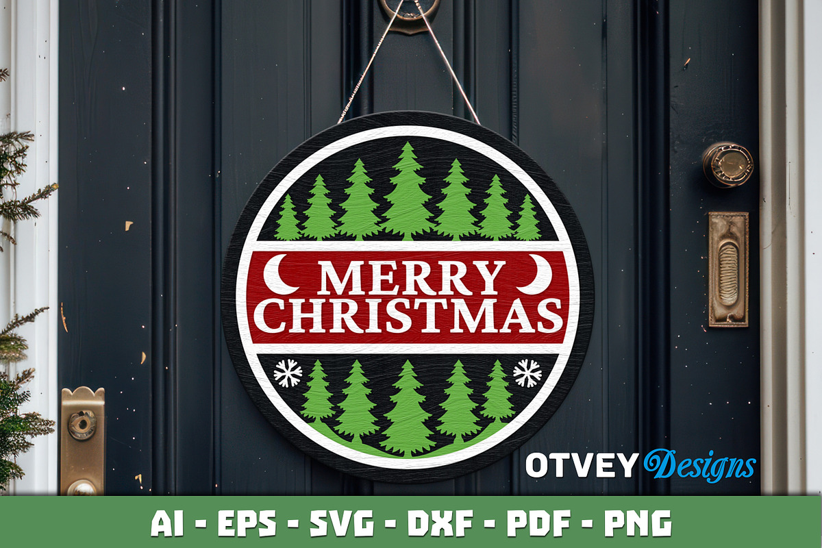 Merry Christmas Door Hanger LaserCut, a Decorative Illustration by OTVEY DESIGN (Photo 5 of 13)