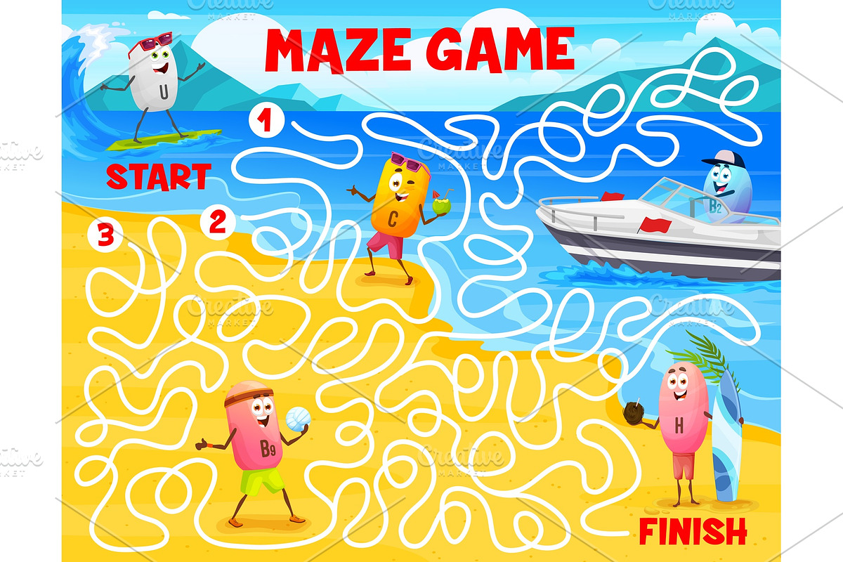 Labyrinth maze game with vitamins, an Education Illustration by Vector Tradition (Photo 2 of 3)